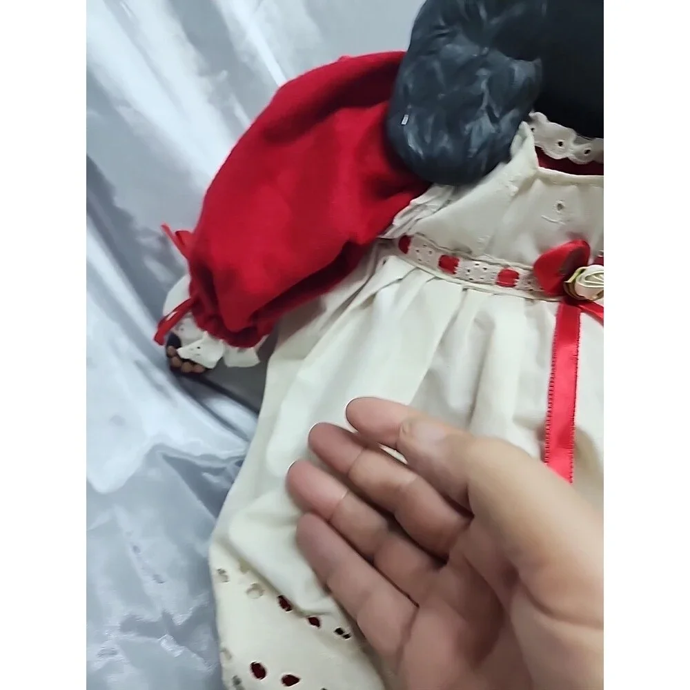 Vtg Shelve Sitter Black Poodle Doll 21” Stuffed Body Ceramic Head And  Feet - Picture 5 of 10